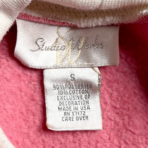 Vintage Y2K Studio Works Pink Embroidered Floral Heart Crewneck Sweatshirt - Picture 4 of 8